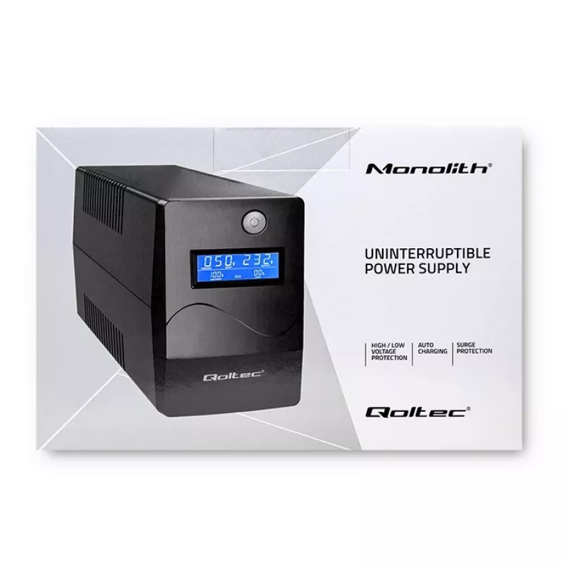 Qoltec Monolith UPS Double-conversion Online 0.65 kVA 360 W 2 AC lizdai