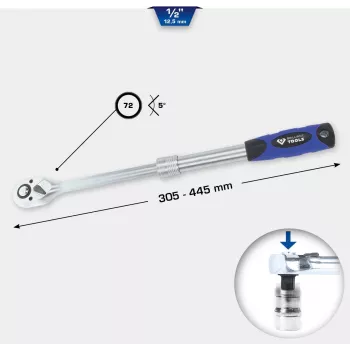 KS Tools BT022992 teleskopinis reguliuojamas reketinis raktas 1/2 colio