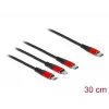 USB įkrovimo laidas DeLOCK 86710 3 in 1 USB Type-C į Lightning Micro USB 30 cm juodas raudonas