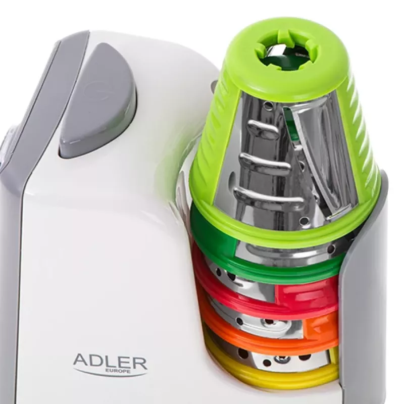 Daržovių pjaustyklė Adler AD 4815, 150 W, 5 antgalių, ABS korpusas, balta/pilka