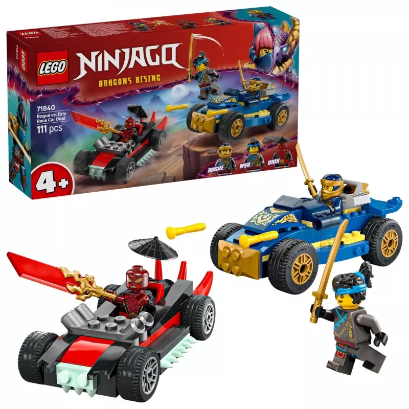 LEGO NINJAGO Statybiniai blokeliai 71840 Lenktynių dvikova Rogue prieš Drix
