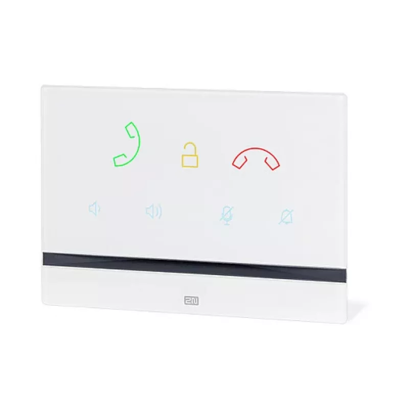 Vidinė domofono plokštė 2N Indoor Talk White – laidinė, grūdintas stiklas, montavimas ant sienos, 185×128×48,2 mm
