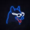 MANTA Neon Lights Dog with Glasses SNL69MT – LED neon stiliaus šviesos diodų sieninė lempa šuns su akiniais pavidalu