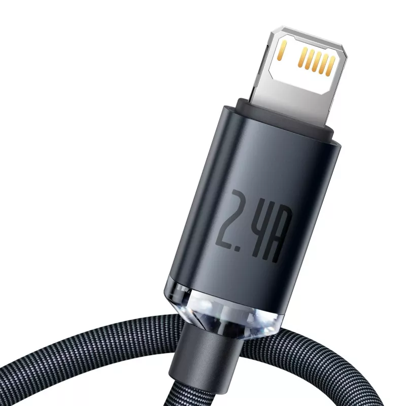 Baseus Crystal Shine USB į Lightning laidas, 2,4A, 2m (juodas)