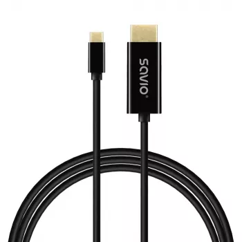 USB-C laidas SAVIO CL-191 2 m — USB-C į USB-C, kištukas-kištukas, juodas, plastikinis apvalkalas, varinis laidininkas