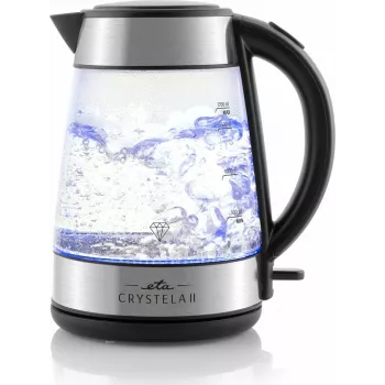 Elektrinis virdulys ETA Crystela II 1,7 L 2200 W, stiklinis korpusas, nerūdijantis plienas, juodi akcentai