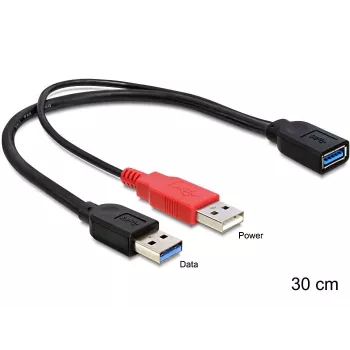 USB laidas DeLOCK 83176 USB 3.2 Gen 1 0,3 m USB A (vyriškas) – 2 x USB A (moteriškas)