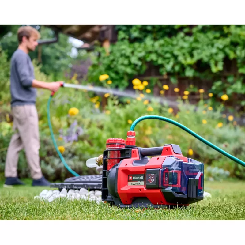 Sodo siurblys EINHELL AQUINNA 18/30 F LED AUTOMATIC — belaidis 3000 l/h, 28 m pakėlimo aukštis