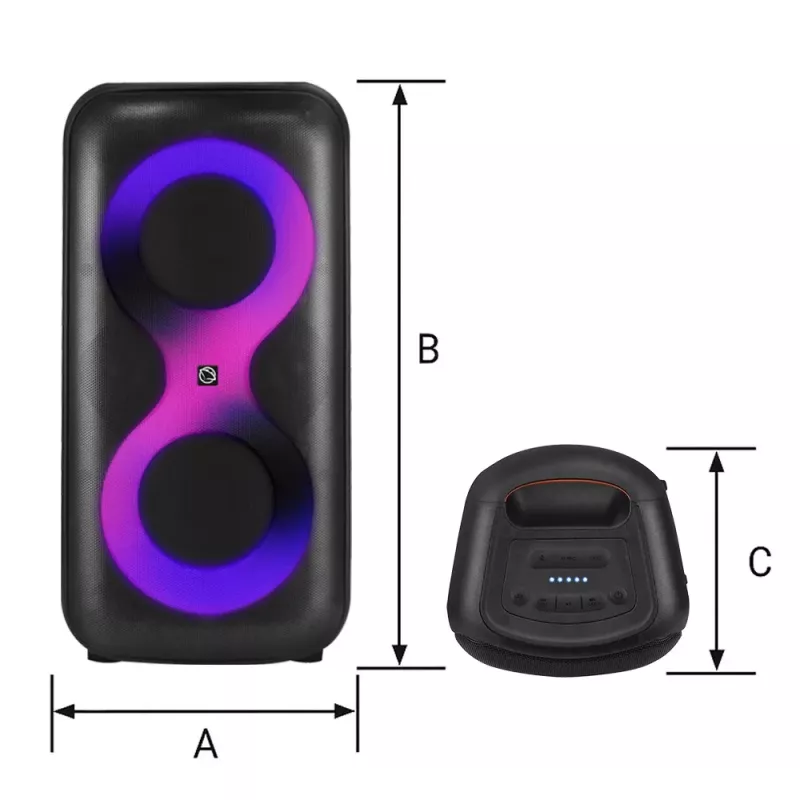 Nešiojamas muzikos centras MANTA SPK0401B100 Bluetooth garsiakalbis, 100 W galia, FM radijas, karaokė, įmontuota baterija, X-BASS