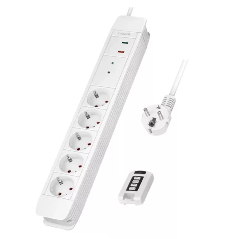 LogiLink LPS402 ilgintuvas 1,5 m 5 kištukinių lizdų vidaus naudojimui baltas