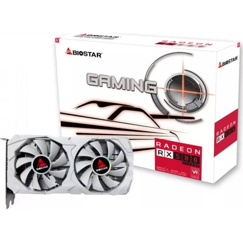Vaizdo plokštė BIOSTAR Radeon RX 580 8 GB GDDR5, 256 bitų, PCIe 3.0 x16, du ventiliatoriai, 1x HDMI, 2x DisplayPort