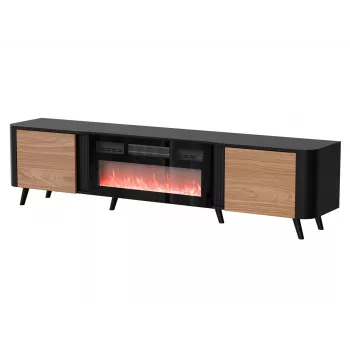 TV spintelė Cama Meble Volare 200 x 39 x 49 cm juoda/riešutas su židiniu