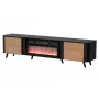 TV spintelė Cama Meble Volare 200 x 39 x 49 cm juoda/riešutas su židiniu