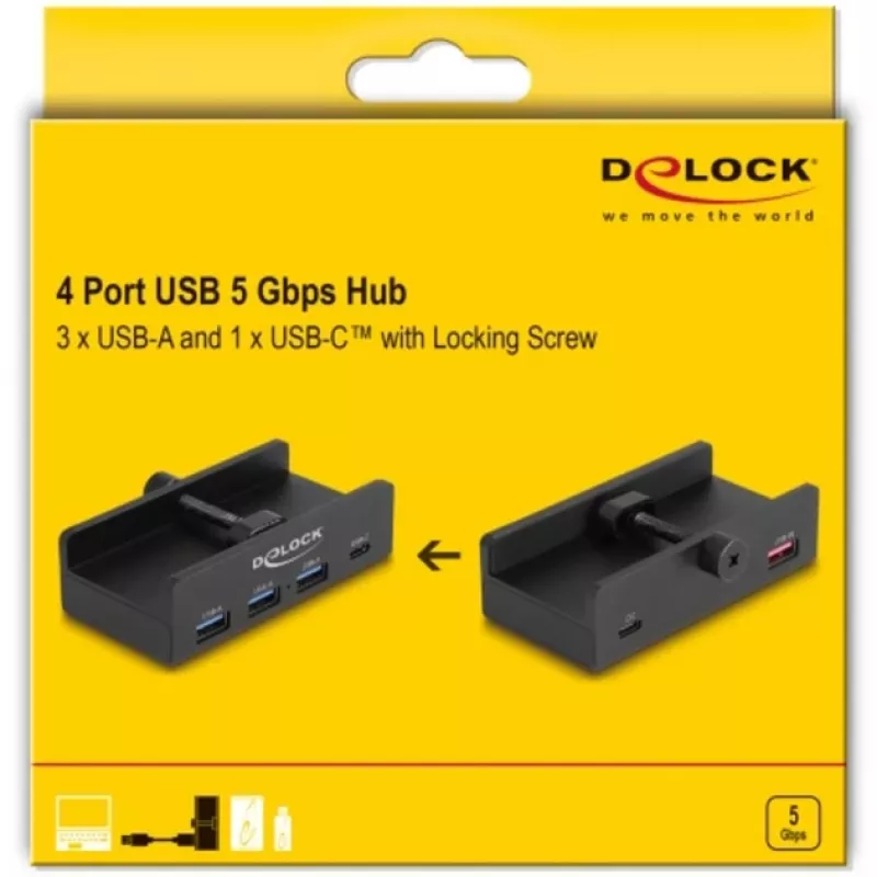DeLOCK 64284 USB Hub Type-A 5000 Mbit/s Juodas