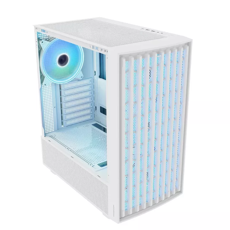 MODECOM BREEZE ARGB Flow MIDI kompiuterio korpusas, ATX, USB 3.0 ×2 + USB-C, baltos spalvos