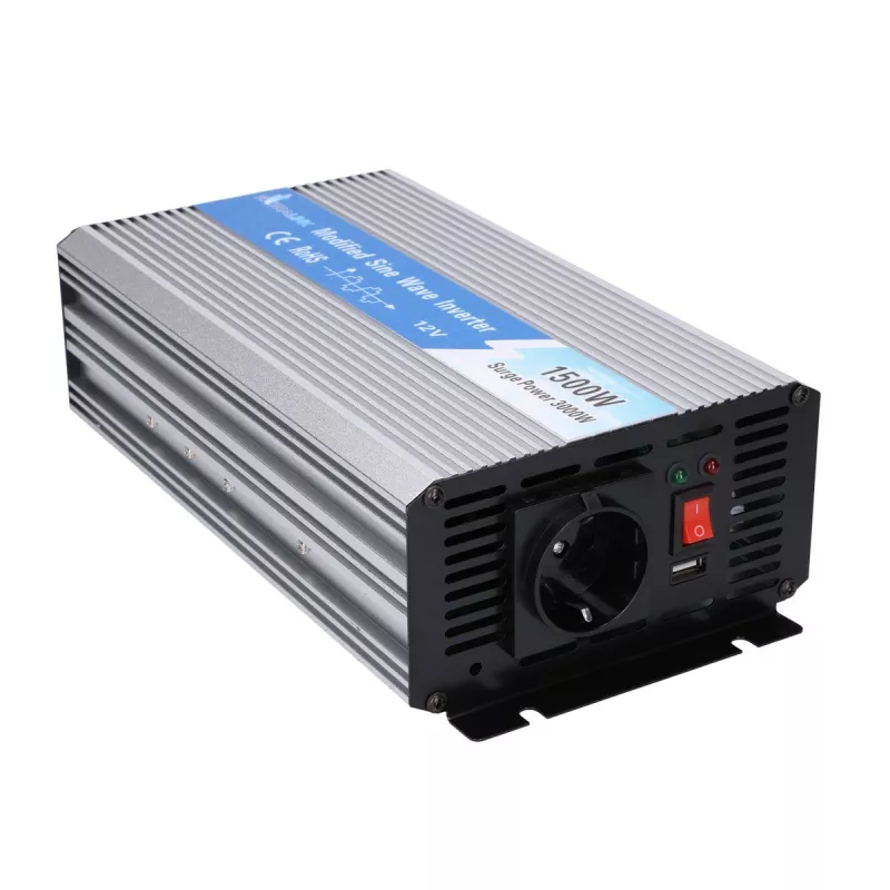 Extralink įtampos keitiklis 12V – 230V, 1500W, modifikuotas sinusas OPIM-1500W