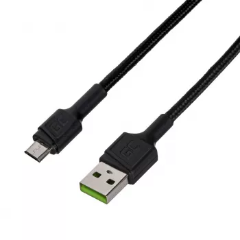 USB 2.0 kabelis Green Cell KABGC23, USB A į Micro-USB B, 0,3 m, juodas
