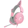 Ausinės žaidimams Razer Kraken Kitty V3 X – laidinės USB Type-A, uždengiančios ausis, 20–28 kHz, 1,3 m laidas, rožinės