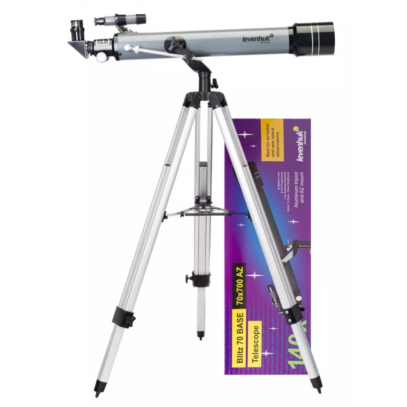 Teleskopas Levenhuk Blitz 70 Base Refractor 140x Pilka