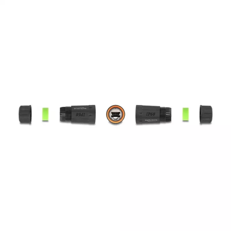 DeLOCK 88144 atsparus vandeniui IP68 RJ45 lizdas–lizdas Cat.6A kabelio jungtis su M20 sriegiu, juoda