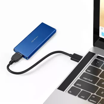 Išorinis SSD korpusas QOLTEC 51832 – M.2 SATA, USB 3.0, iki 2TB, mėlynas, 4 lizdai