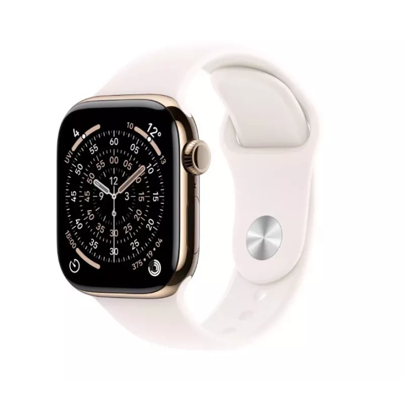 Išmanusis laikrodis Apple Watch Series 11 GPS + Cellular 42 mm auksinis titano korpusas su Light Blush Sport apyranke M/L