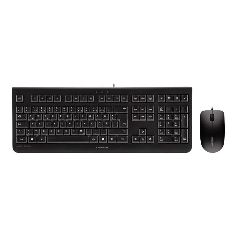 Klaviatūra CHERRY DC 2000 su pele, universali USB, QWERTY čekiška, juoda