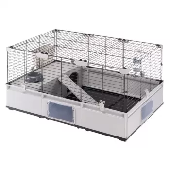 Narvas FERPLAST Modular 2 triušiams ir jūrų kiaulytėms 109x72x56 cm, metalinis, pilkas, tarpai tarp virbų 23 mm