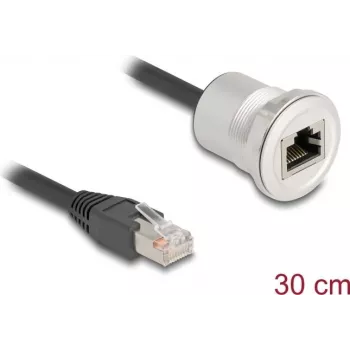 DeLOCK 88187 tinklo kabelis 0,3 m Cat5e S/UTP RJ-45 juodas sidabrinis