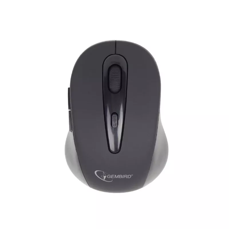 Belaidė Bluetooth optinė pelė GEMBIRD MUSWB2 – dešinei rankai, 1600 DPI, 6 mygtukai, juoda/pilka, AAA baterija