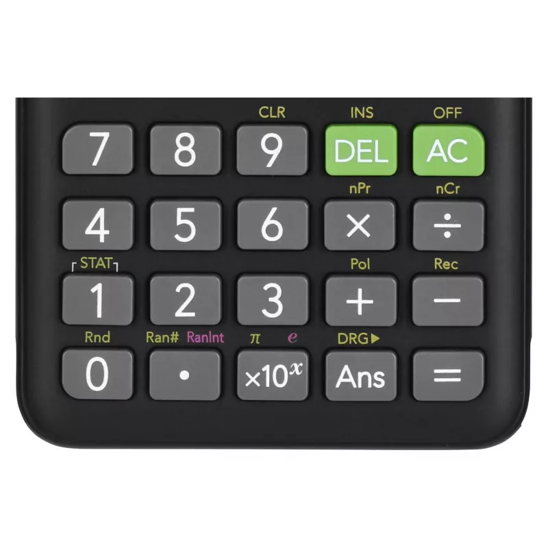 Mokslinis skaičiuotuvas CASIO FX-82ES PLUS-2 Pocket – 252 funkcijos, 12 skaitmenų taškinės matricos ekranas, maitinamas baterija (AAA), juodas