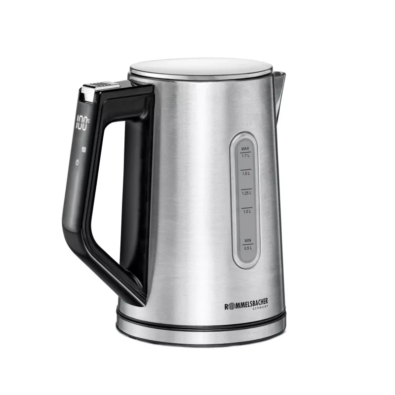 Elektrinis virdulys Rommelsbacher WK 3000 — 1,7 L, 3000 W, nerūdijantis plienas ir juoda