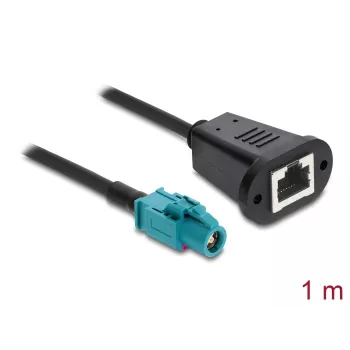 Koaksialinis kabelis DELOCK 90700 — 1 m, HSD Z į RJ-45, juodas/mėlynas