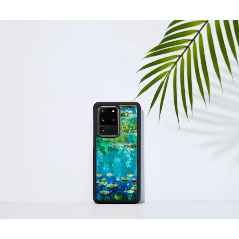Apsauginis dėklas iKins Samsung Galaxy S20 Ultra — juodas vandens lelijų raštas