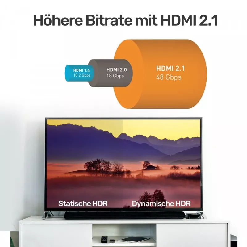 HDMI kabelis Unitek 8K HDMI 2.1 Ultra Speed 3 m, A tipo kištukas–kištukas, 48 Gbit/s, 60 Hz, juodas