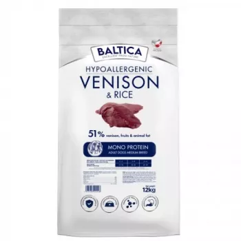BALTICA Nutraceutic Hypoalerginis Vidutinių veislių šunų maistas su elniena ir ryžiais - 12 kg