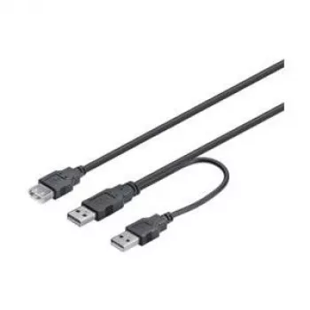Wentronic Goobay USB 2.0 Hi-Speed dvigubo maitinimo laidas, juodas, 0,3 m - USB 2.0 kištukas (A tipas), USB 2.0 kištukas (A tipas) > USB 2.0 lizdas (A tipas) (93353)