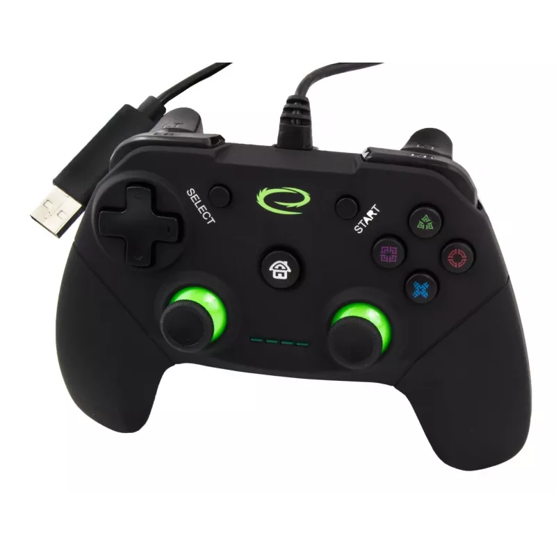 Žaidimų pultas ESPERANZA EGG110K laidinis USB su vibracija, 12 mygtukų, 1,5 m laidas – PC ir PS3