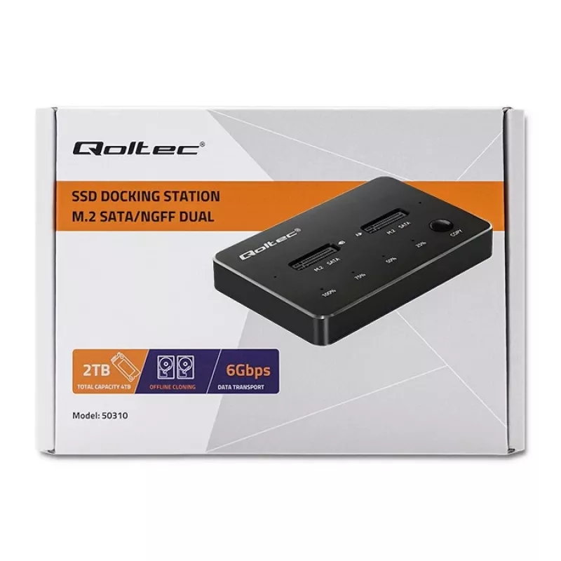 Qoltec 50310 Docking stotis 2x SSD M.2 SATA NGFF USB Type C