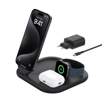 Belaidis greitasis įkroviklis ausinėms Belkin BoostCharge, USB Type-C, juodas