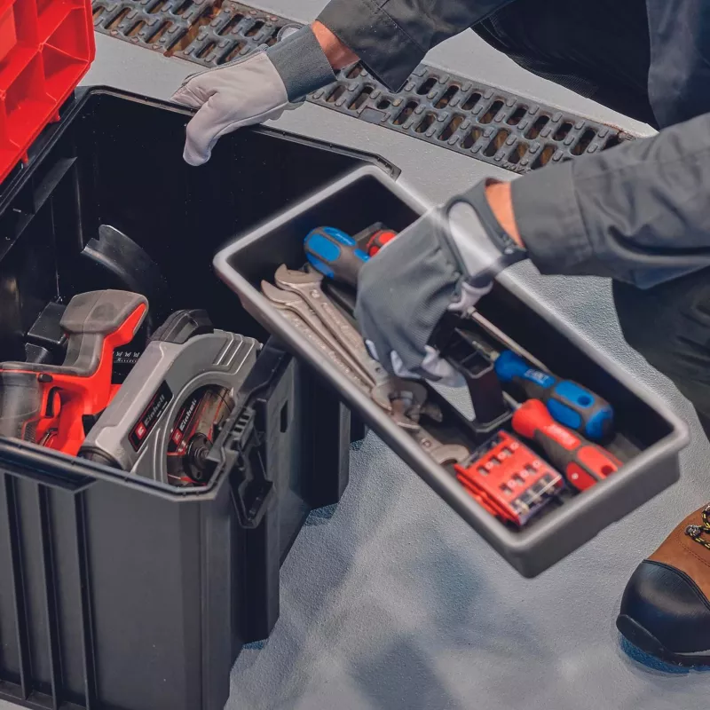 Dėklas kietas Einhell E-Case M juodas raudonas 2,85 kg