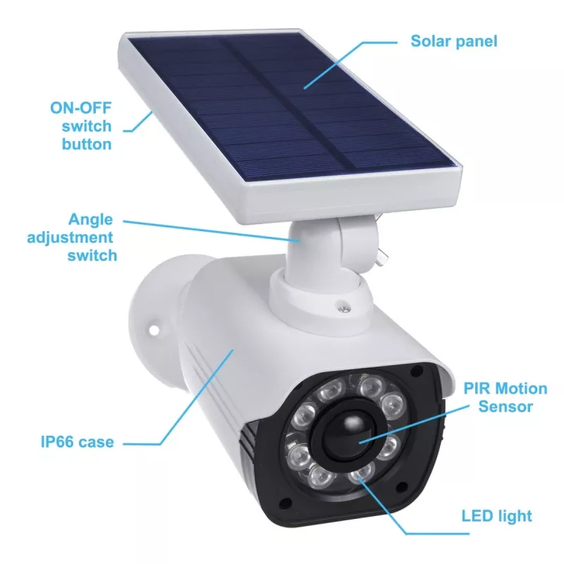 Saulės energijos imitacinė apsaugos kamera su LED šviesos diodu SOL1800S CEE