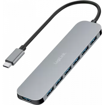 LogiLink USB-C HUB, 7 prievadai, USB 3.2 Gen 1, 7x USB-A Aliuminis (UA0457)