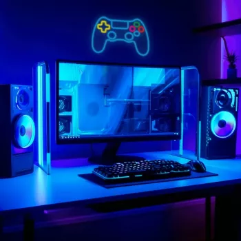 Laidinis USB žaidimų pultas MANTA SNL63MT Neon Lights – PC valdiklis su USB jungtimi