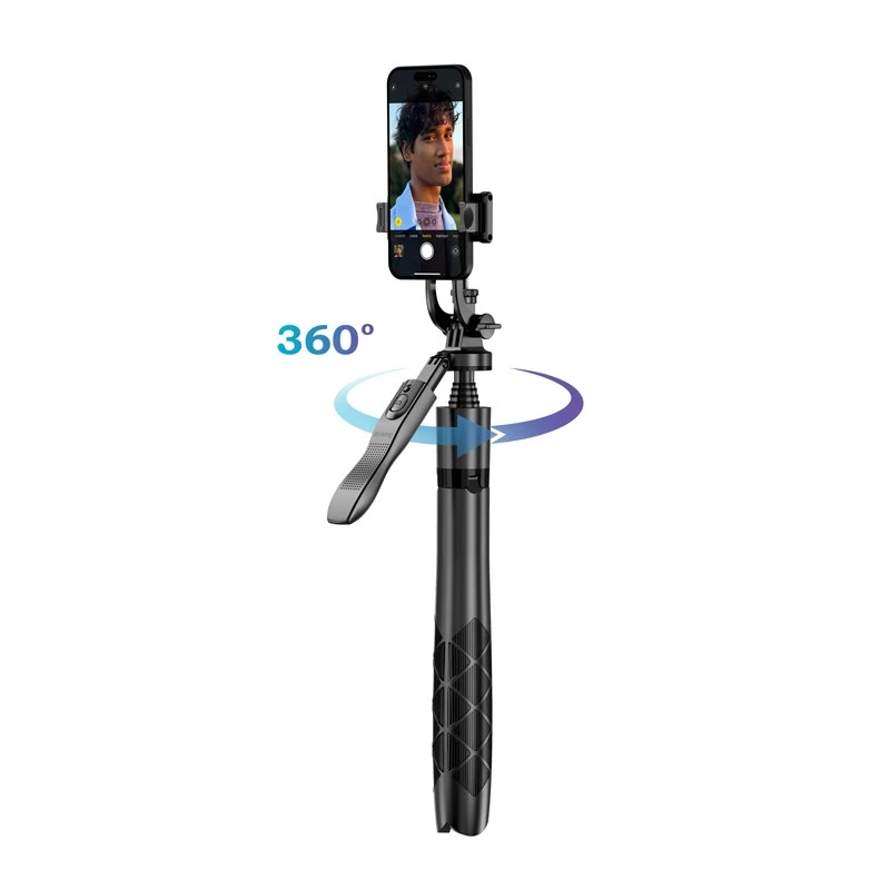 Tripod lazdelė asmenukėms Crong CRGSGU1BLK aliuminė su Bluetooth nuotolinio valdymo pultu, sulankstomomis kojelėmis ir telefono laikikliu