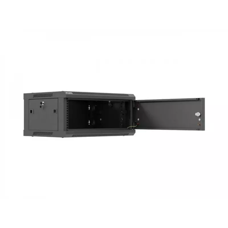 Sieninis 19 colių stovo korpusas LANBERG 4U 600x450 mm juodas su metalinėmis durelėmis