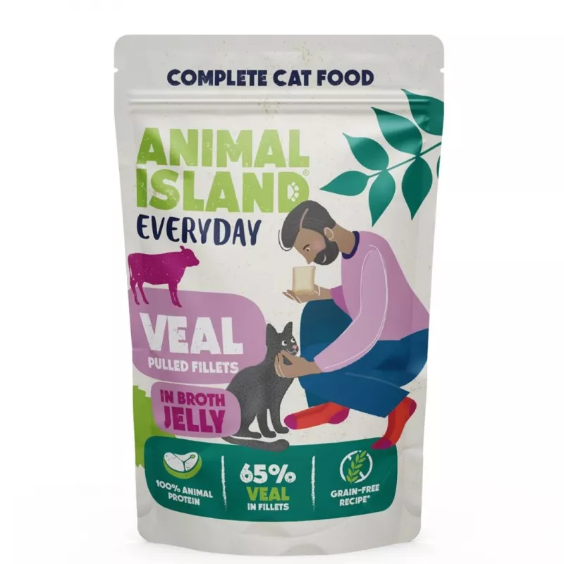 Šlapias kačių ėdalas animal Island Everyday — Veršiena ir Paukštiena su Kepenėlėmis, 4 x 85 g paketėliai, 9,5% baltymų, 83% drėgmės