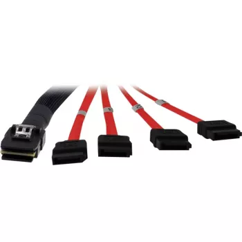 Inter-Tech SATA / SAS kabelis - Serial ATA 150/300/600 - 4 kanalų - 36 PIN 4iMini MultiLane į SATA - 1,0 m - Raudonas (88885301)