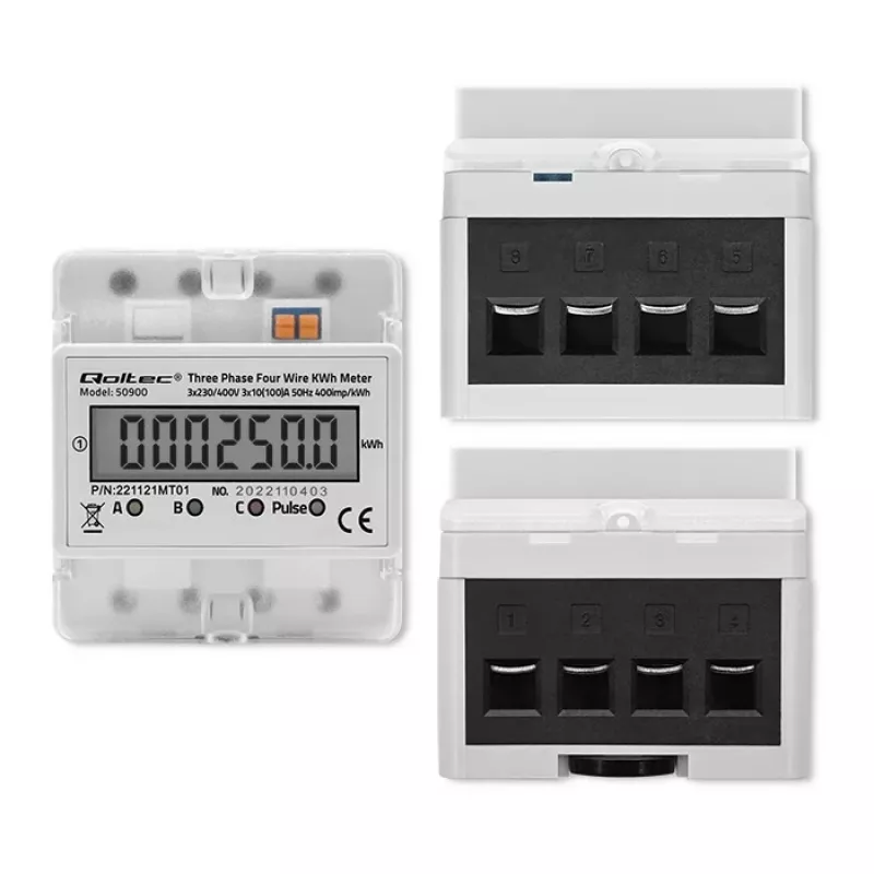 Trifazis elektroninis elektros energijos skaitiklis QOLTEC 50900 400V LCD 4P