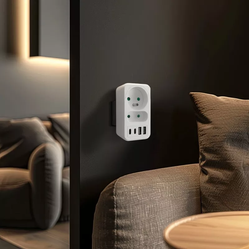 Maitinimo skirstytuvas MACLEAN MCE249 F/W – 2 kištukiniai lizdai (16A + 6A) ir 4 USB (2x A, 2x C PD 20W)